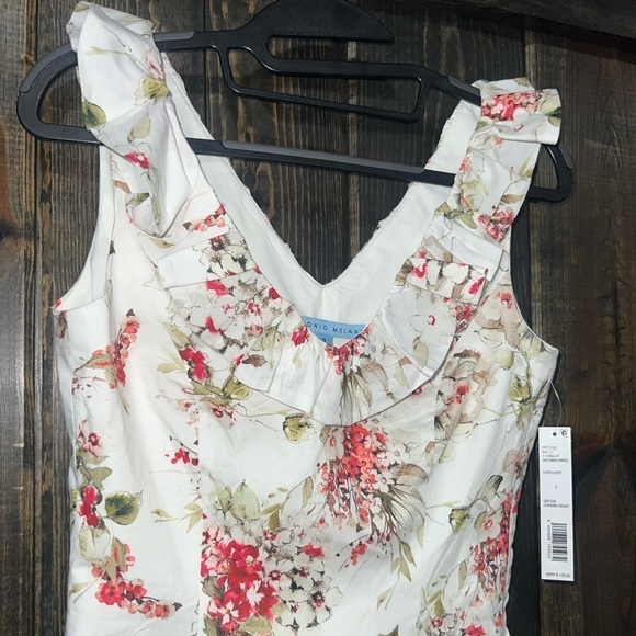 Antonio Melani Crop Top 0 NWT Floral Ruffle Boho V-neck Formal Casual - Picture 5 of 8